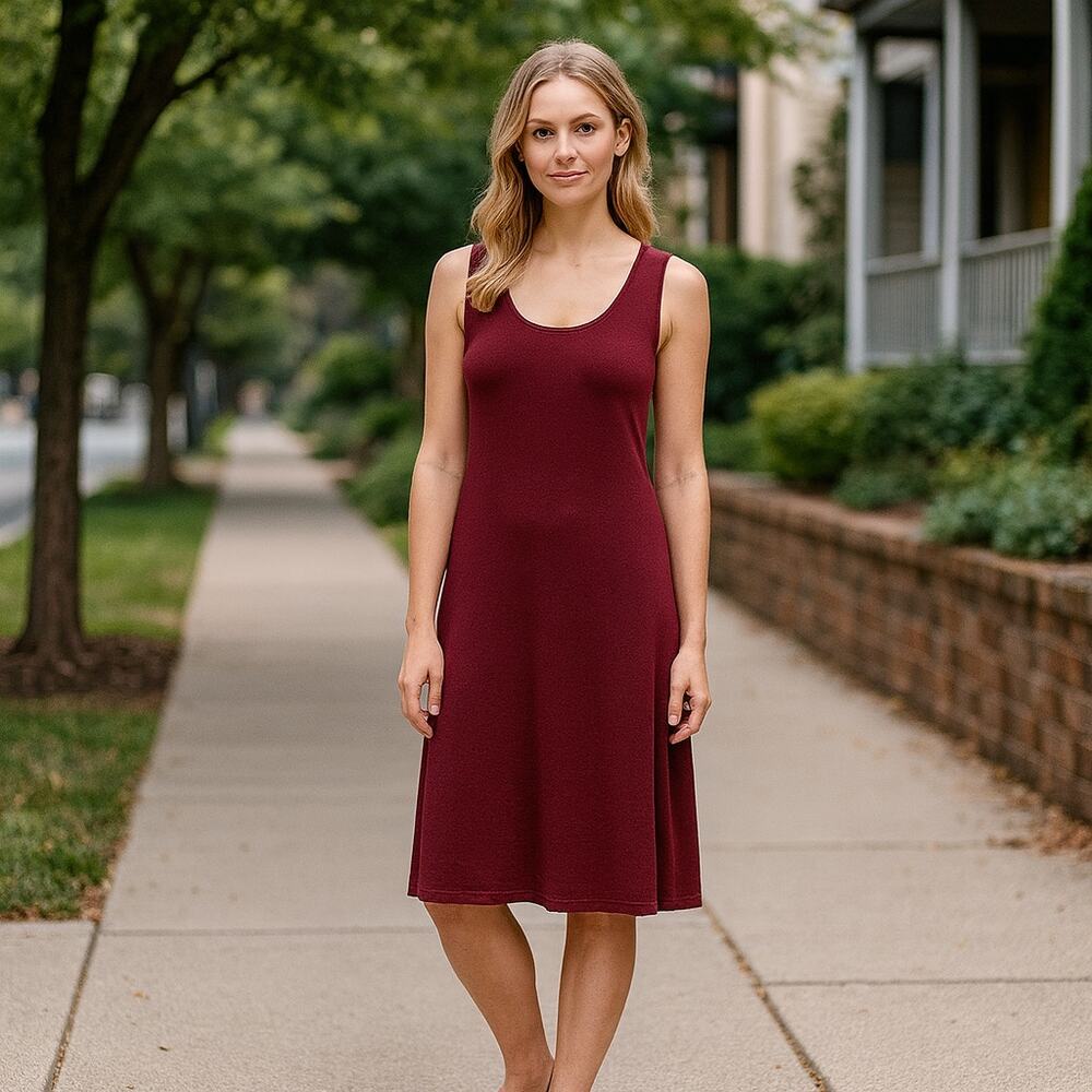 Piccadilly Fashions Plum Sleeveless Knit Dress Stretch Size Small